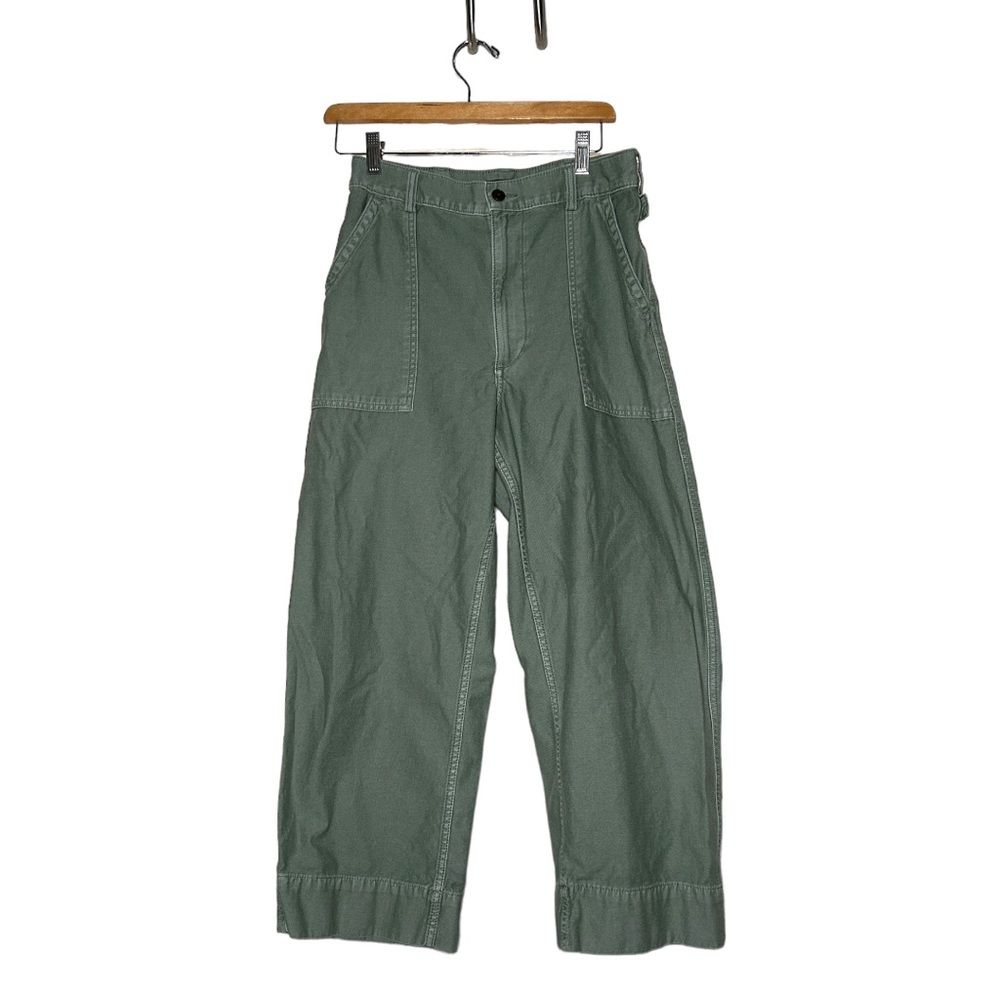 Abercrombie & Fitch High Waisted Army Ankle Pants Wide Leg Jeans Green Size 29